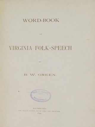 Word-Book of Virginia Folk-Speech